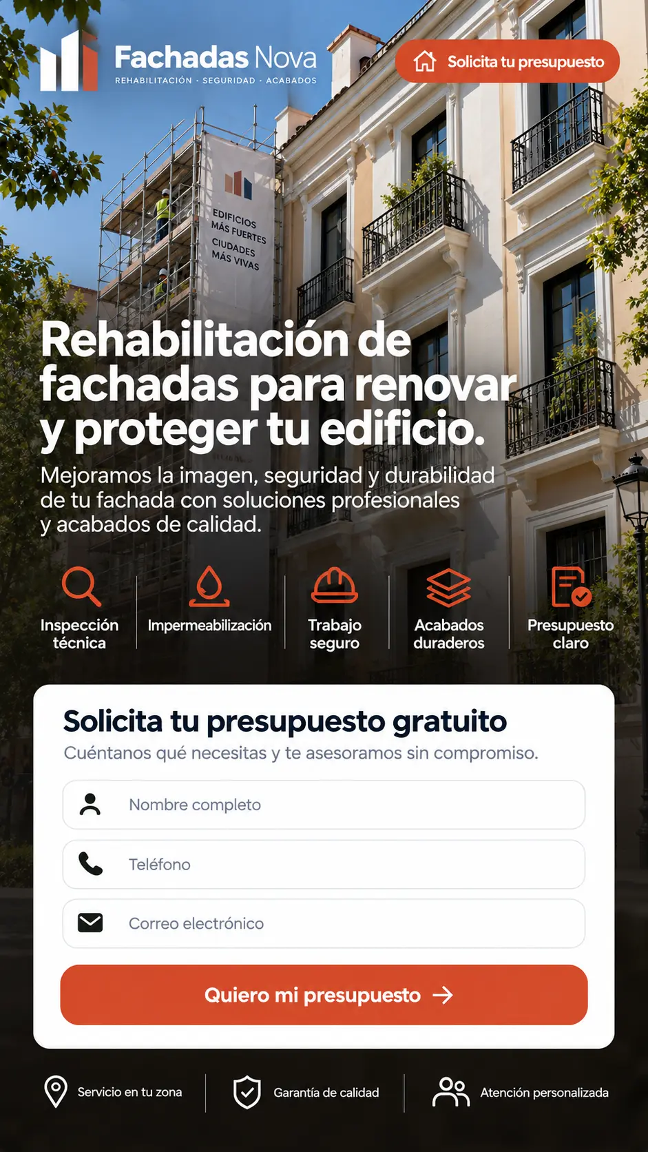 Ejemplo ilustrativo de anuncio para rehabilitación de fachadas